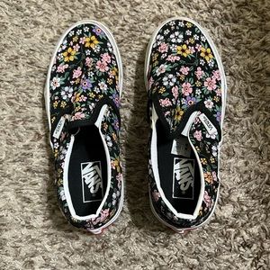 Girls floral slip on vans- bought and worn only 3 times